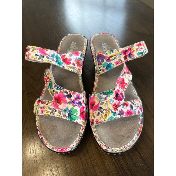 Alegria White and Pink Sandals with Floral Design - Picture 1 of 9